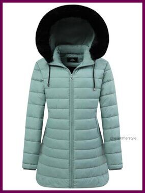 Women's Waterproof Long Hooded Down Jacket Maxi Coat Fur Collar